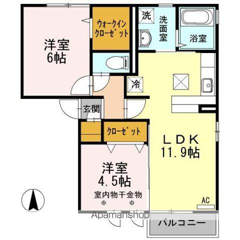 FLAT CIMA B(2LDK/1階)の間取り写真
