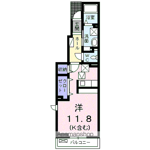 グラン オリエント(ワンルーム/1階)の間取り写真