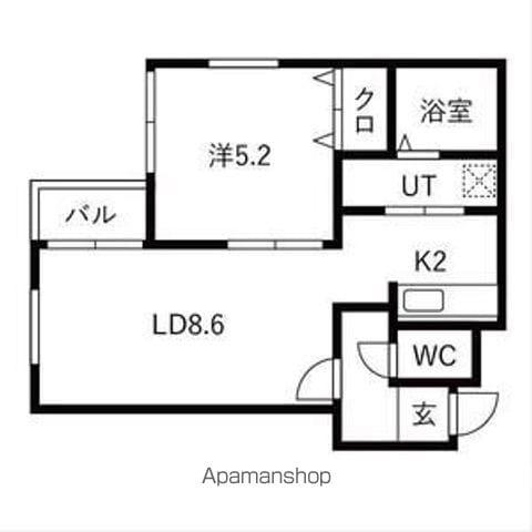 ライフォート麻生(1LDK/4階)の間取り写真