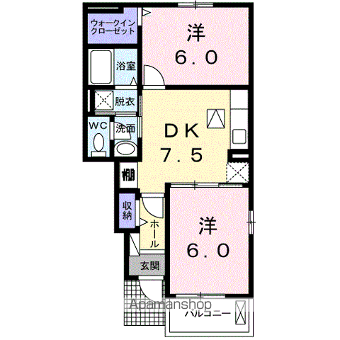 シンシア・Ⅱ(2DK/1階)の間取り写真