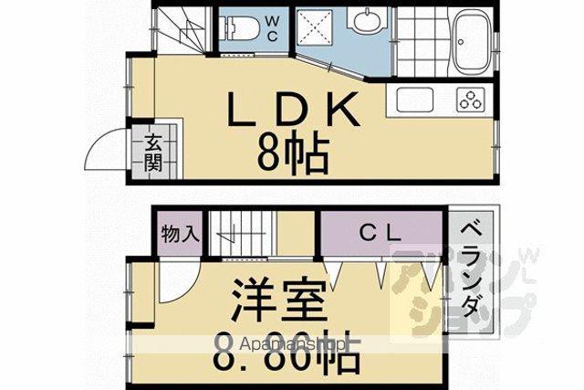 叡山電鉄 一乗寺駅 徒歩1分 2階建 築57年(1LDK)の間取り写真