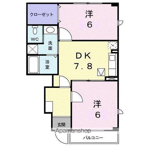 エストモンターニュ(2DK/1階)の間取り写真