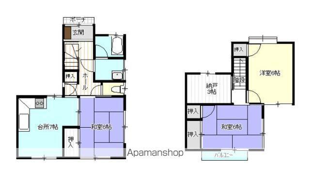 横田貸家 F棟(3SDK)の間取り写真