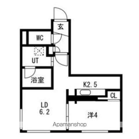 LA FELICE北17条(1LDK/1階)の間取り写真