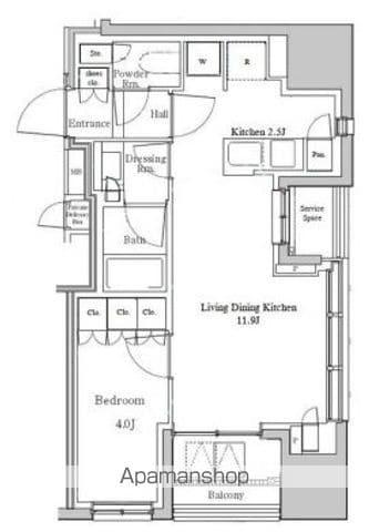 パークホームズ渋谷松濤(1LDK/3階)の間取り写真