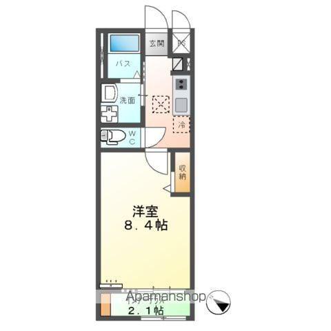 ユメグラン・ハッピネトゥーモ(1K/1階)の間取り写真