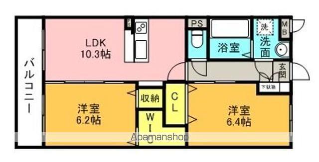 ディアスクエア(2LDK/2階)の間取り写真
