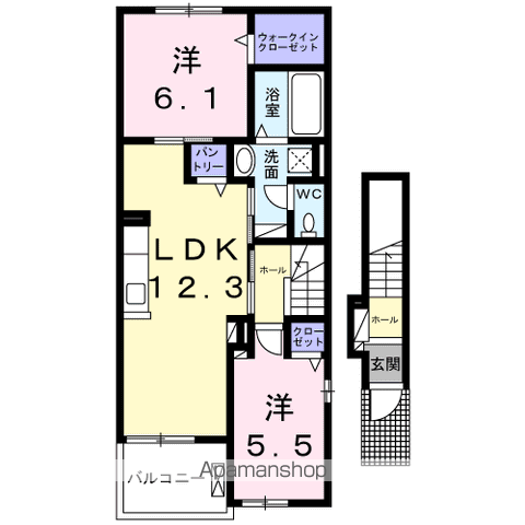 ローリエ(2LDK/2階)の間取り写真