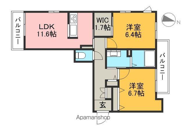 シャーメゾン ヒルズ Ⅲ(2LDK/2階)の間取り写真