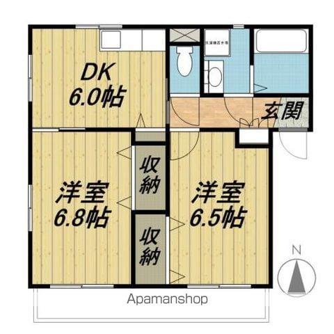 チェリーレイク(2DK/1階)の間取り写真