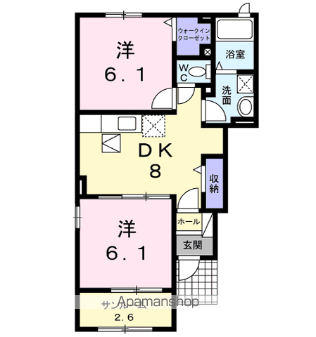 グレイスフルA(2DK/1階)の間取り写真