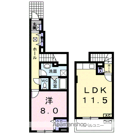 アヴニール・セカンド(1LDK/1階)の間取り写真