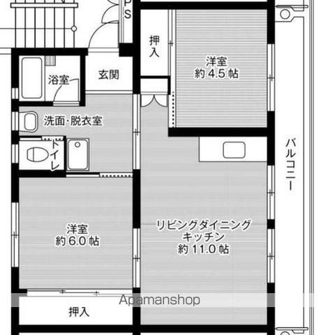 ビレッジハウス佐賀 2号棟(2LDK/3階)の間取り写真