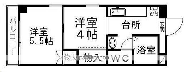 ピースフル泉13(2K/4階)の間取り写真