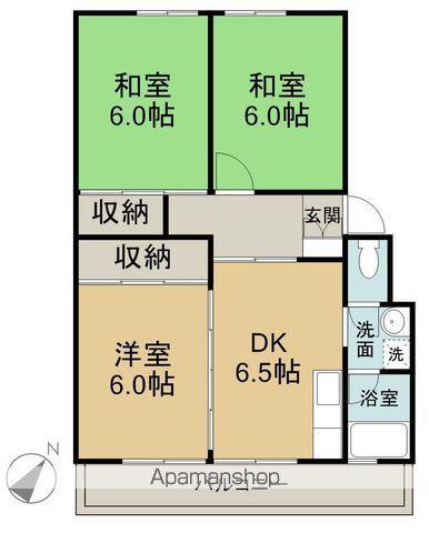 シャトー巌(3DK/2階)の間取り写真