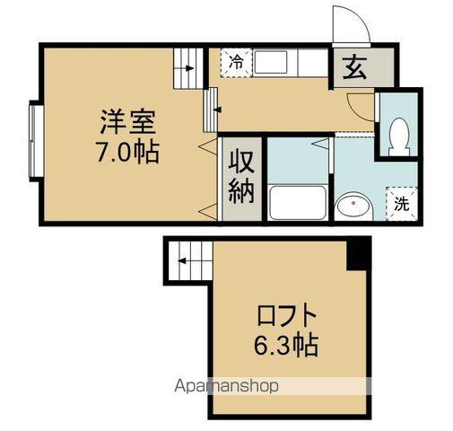 アトリエ(1K/2階)の間取り写真