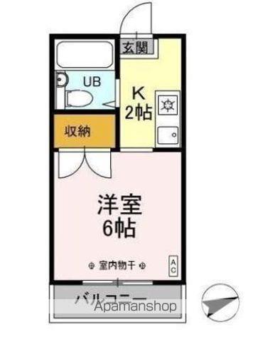 ジュネス昭島(1K/2階)の間取り写真