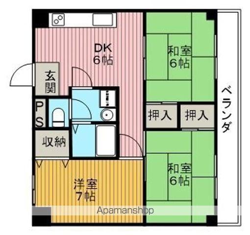 シャトー黒田(3DK/9階)の間取り写真