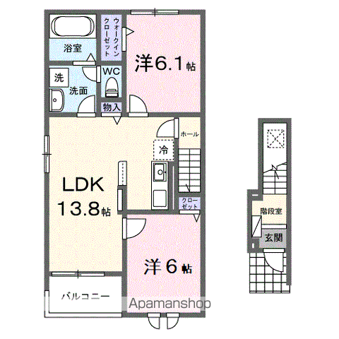 豊郷サンライフ(2LDK/2階)の間取り写真