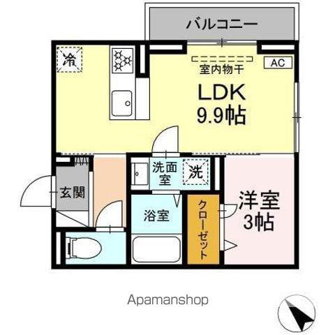 レグルス I(1LDK/3階)の間取り写真
