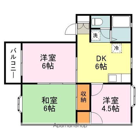 コーポ柿原(3DK/2階)の間取り写真