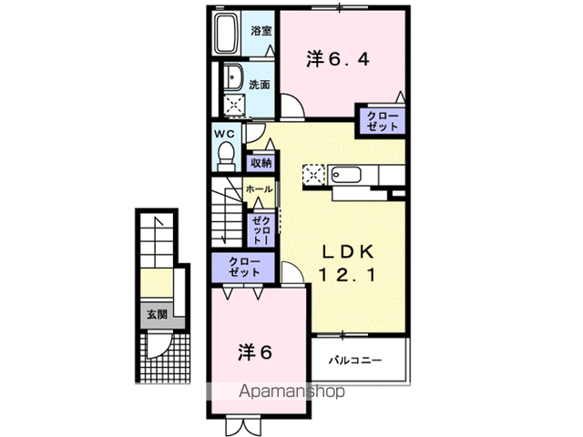 パストラーレサクラⅡ(2LDK/2階)の間取り写真