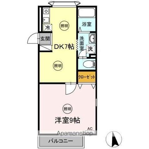 セジュール 山西 B棟(1DK/2階)の間取り写真