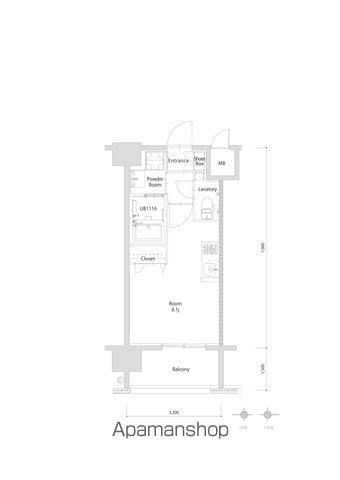 エンクレスト博多PARKSIDE(ワンルーム/12階)の間取り写真