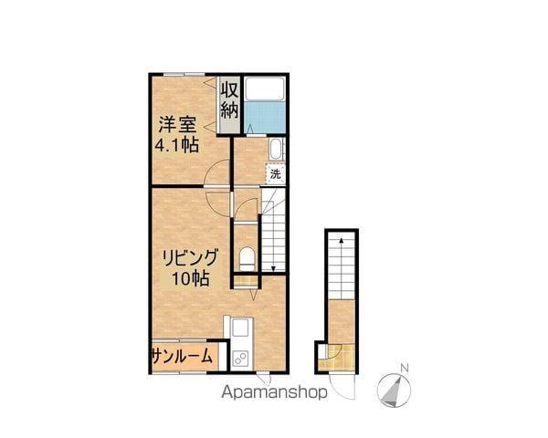 ヴィアアヴァンティ2号棟(1LDK/2階)の間取り写真