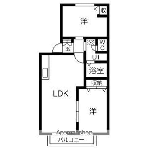 ファミーユ高桑 A棟(2LDK/2階)の間取り写真