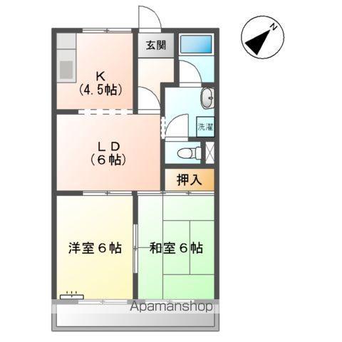 コートプレイス イースト ウエスト(2LDK/1階)の間取り写真