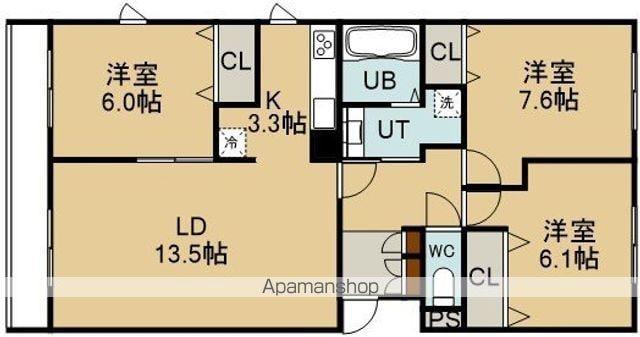 オーエスヒルズ湯川(3LDK/1階)の間取り写真