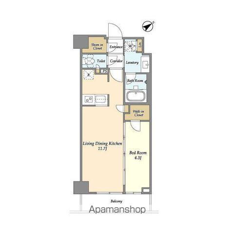 市谷台町坂フロント(1LDK/2階)の間取り写真