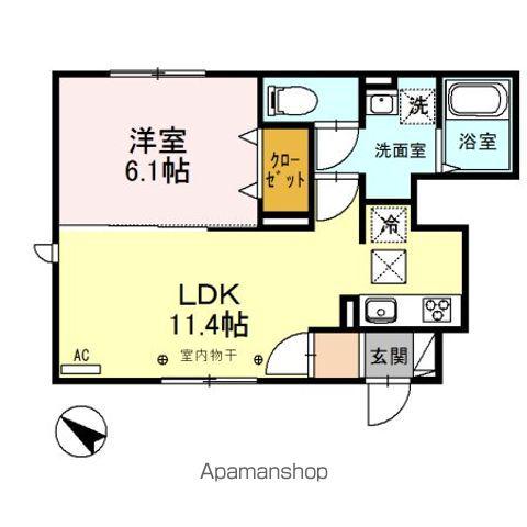 ポルトボヌール南富田(1LDK/1階)の間取り写真
