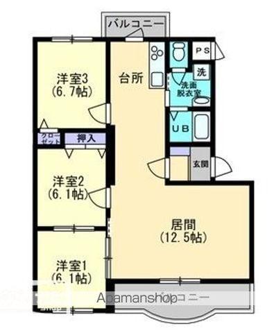 ボヌールレジデンス(3LDK/2階)の間取り写真