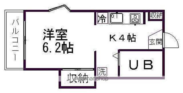 スカイハイツB(ワンルーム/2階)の間取り写真