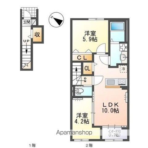ボンシャンス楠木(2LDK/2階)の間取り写真