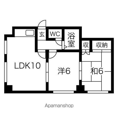 コーポ晶子館(2LDK/4階)の間取り写真