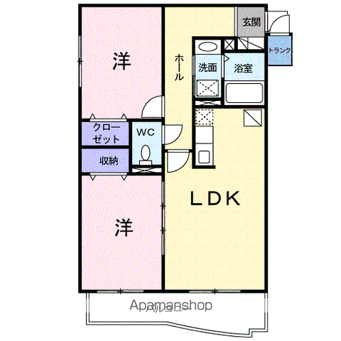 エビス・ステージB(2LDK/2階)の間取り写真