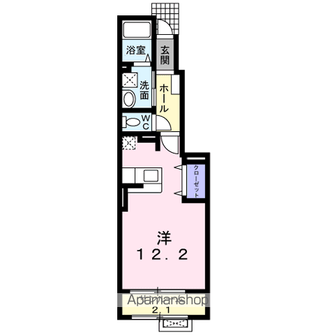 カーサレガーロⅡ(ワンルーム/1階)の間取り写真