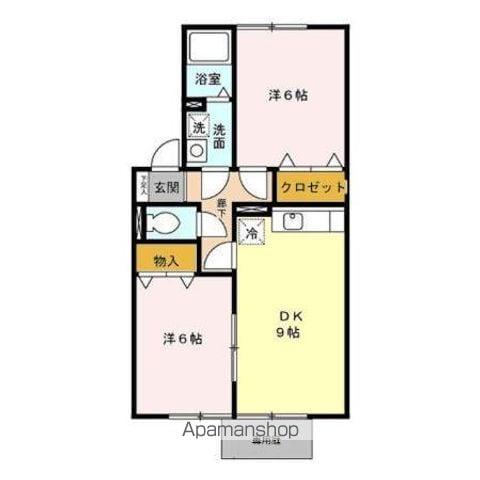 ドミール一社(2DK/1階)の間取り写真