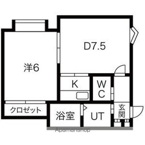 カーサシオン(1DK/1階)の間取り写真