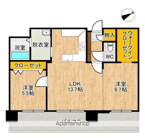カーサ開広(2LDK/6階)の間取り写真