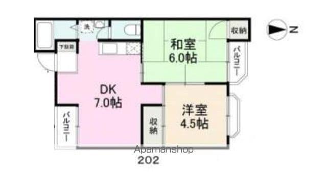 コーポ亀岡(2DK/2階)の間取り写真