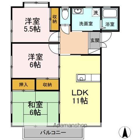 ラフィーネ A(3LDK/2階)の間取り写真