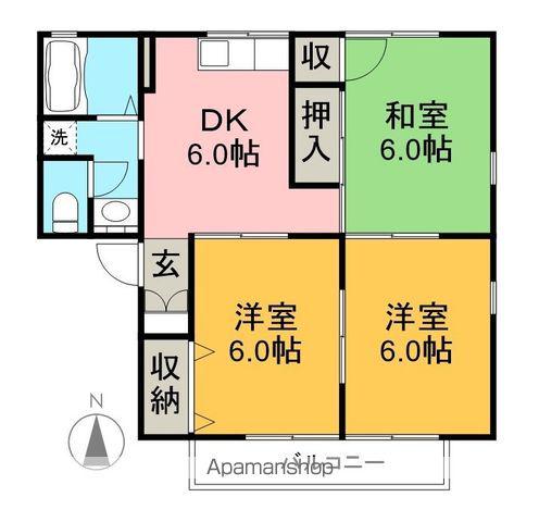 セジュール柿の木Ⅰ(3DK/1階)の間取り写真