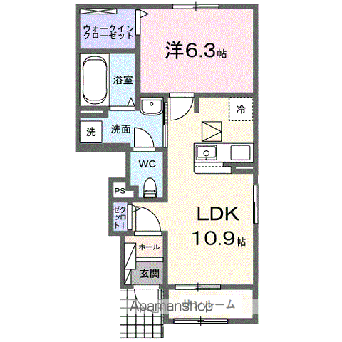 プラネッツ・リラン Ⅱ(1LDK/1階)の間取り写真