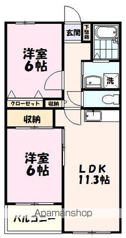 サンモールフジ(2LDK/2階)の間取り写真