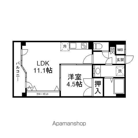 フラワーマンション城西(1LDK/5階)の間取り写真
