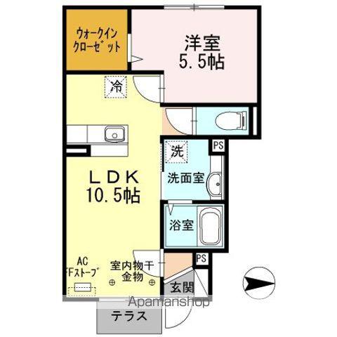 ブレトンビリエールB(1LDK/1階)の間取り写真